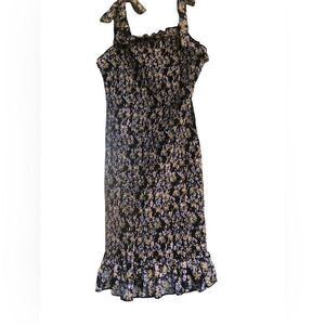 NWT GIRLS POPPIES & ROSES BLACK YELLOW GREEN FLOWER SUMMER ELASTIC RUFFLE DRESS